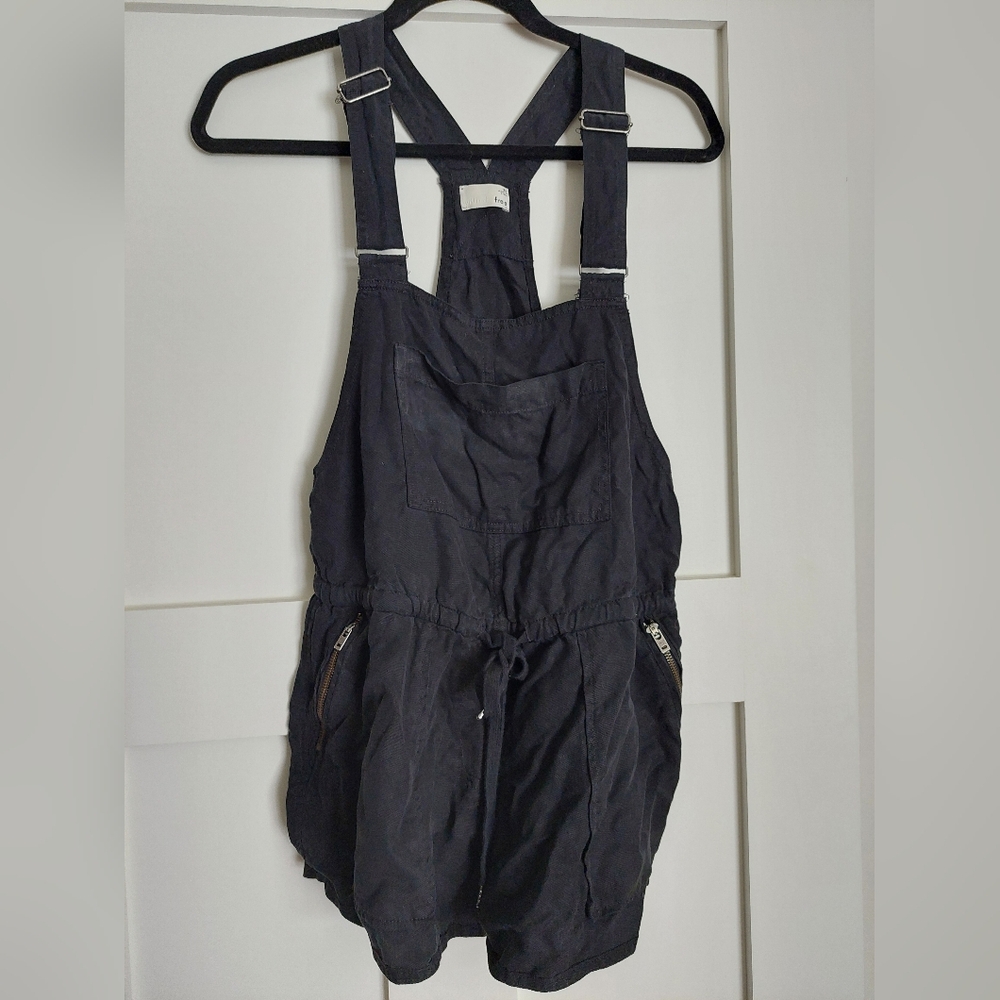 Wilfred Black Linen Blend Romper Overalls